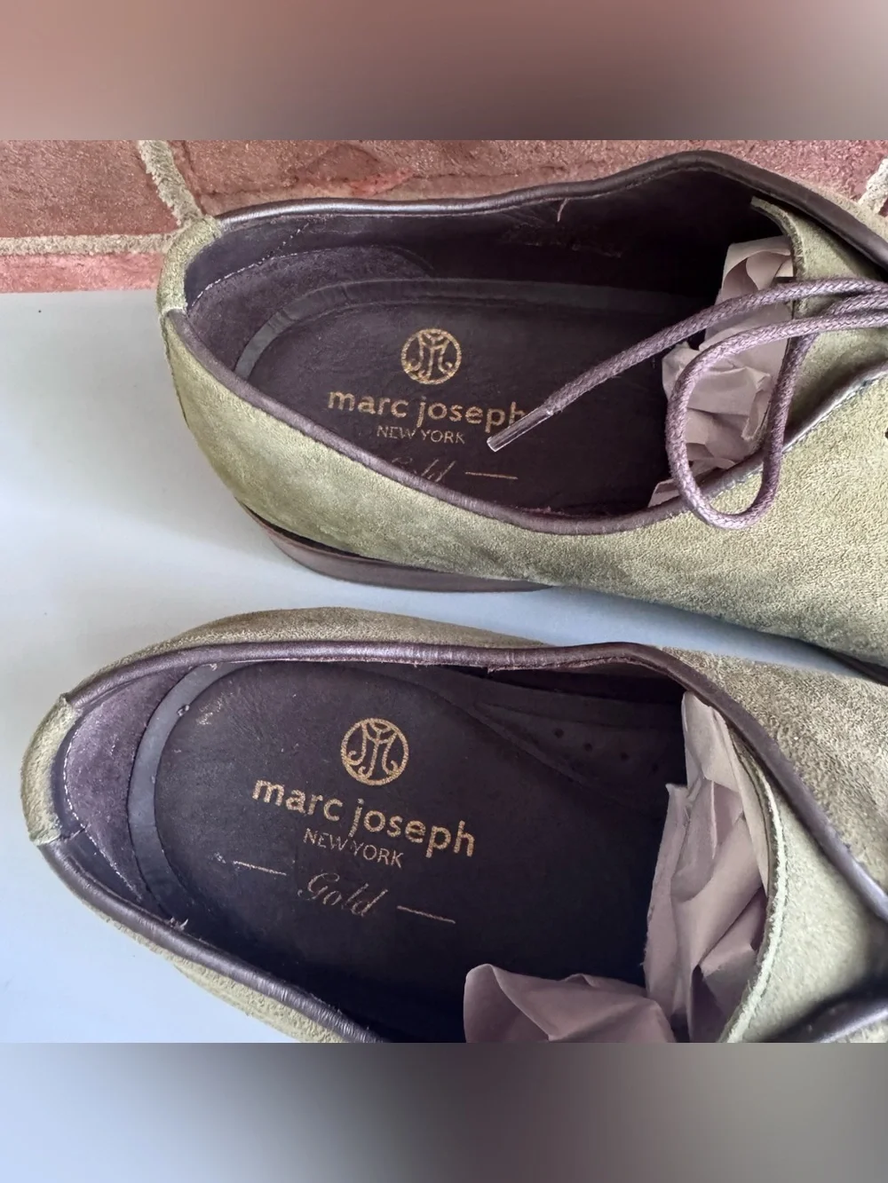 Marc Joseph New York Gold Collection Olive Suede Oxford Dress Shoes Men’s US 10M